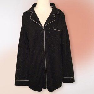 Soma Button Up Black and Gold Pajama Top Size Med